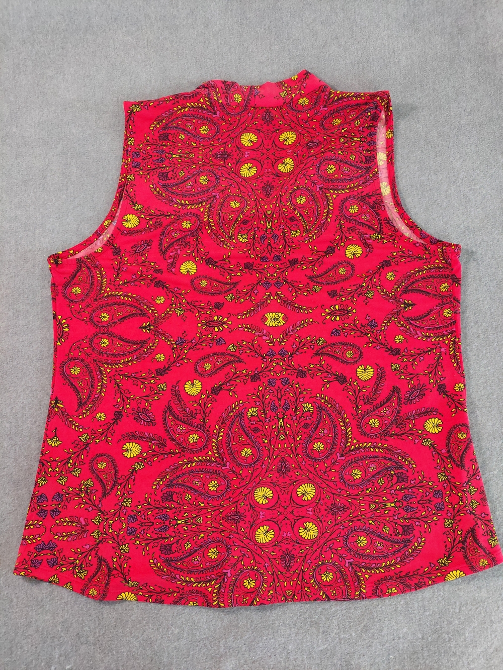 Liz Claiborne Career Red Paisley Sleeveless Blouse PL - Picture 6 of 6